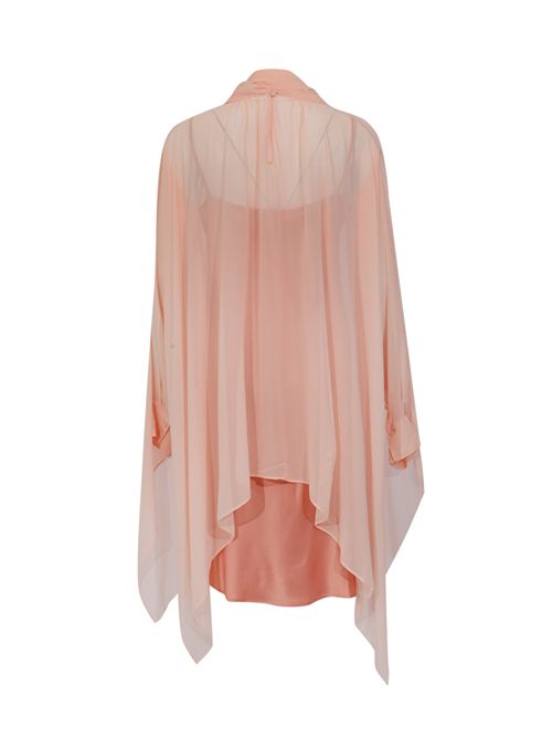 Abito corto in georgette con collo a fiocco Pink Peony BLUGIRL | RA6010 TS441X0450
